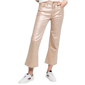 Anthropologie Pilcro Letterpress Rose Gold High Rise Crop Jeans Metallic 27
